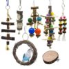 7 Teile! Vogel-Spielzeug-Set aus Naturholz, mit Ringschaukel und Sitzbrett Vogel-Zubehör | Spielzeug-Sets 9