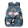 Ca. 40,5cm – Flamingo in Love, Grau-blauer Damen-Rucksack mit Fronttasche Geschenk-Ideen | Rucksäcke 9