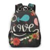 Ca. 40,5cm – Schwarz-grauer Damen-Rucksack “Love” mit Vögelchen, mit Fronttasche Geschenk-Ideen | Rucksäcke 9