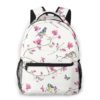 Ca. 40,5cm – Heller Damen-Rucksack rosa Blüten und Vögeln, mit Fronttasche Geschenk-Ideen | Rucksäcke 9