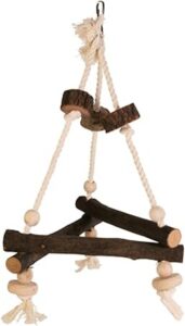 Schaukel für Vögel: Hängende Schaukeln & Sitzbretter aus Holz und Seil, mit Naturholz-Sitzbrett für Papageien und andere Vögel.