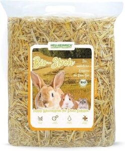 Heu-Heinrich Bio-Stroh Einstreu für Kleintiere. Natürliche Einstreu aus Weizenstroh für Kaninchen, Meerschweinchen und Hamster.