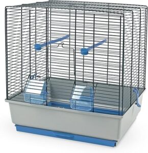 Vogelkäfig für Transport: Gitterkäfig mit Zubehör, geeignet für den Transport und bei Krankheit des Vogels.