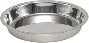 Edelstahl Futter- und Wasser-Napf für Haustiere. Runde Form, glänzende Oberfläche. Ideal für Hunde und Katzen, leicht zu reinigen.