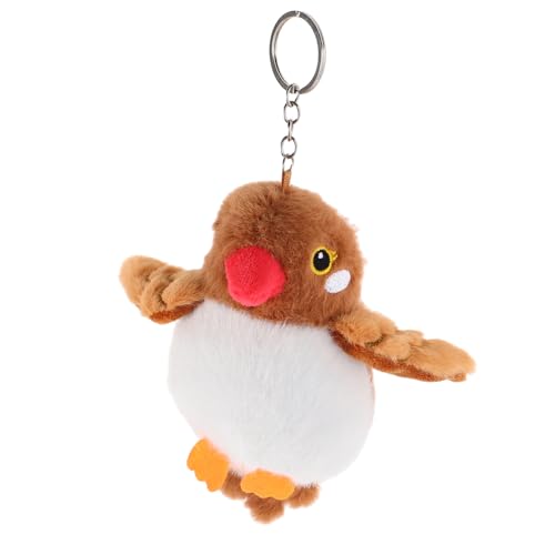 Brauner Plüsch Vogel Taschenanhänger, ca. 13cm, Geschenk-Accessoire. Niedlicher, weicher Anhänger mit Schlüsselring.